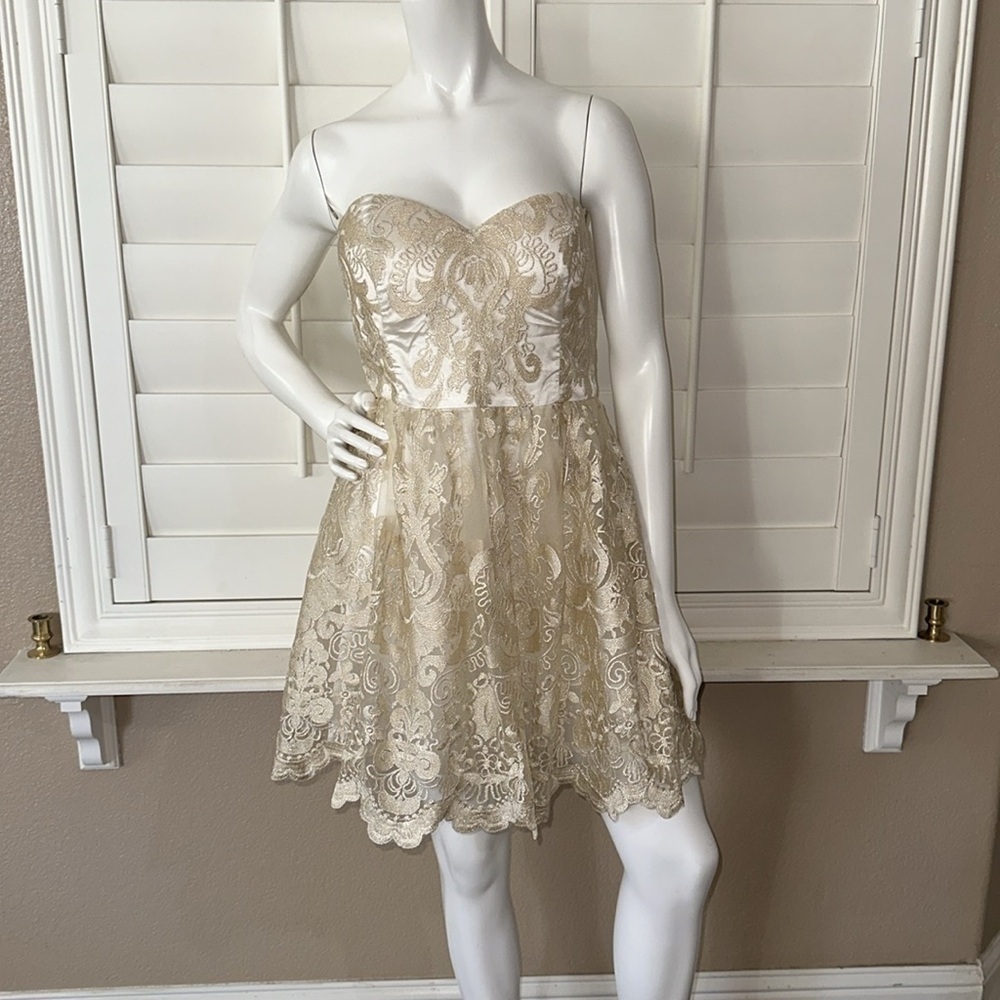Chi Chi London Petite Cameron Baroque Strapless Dress